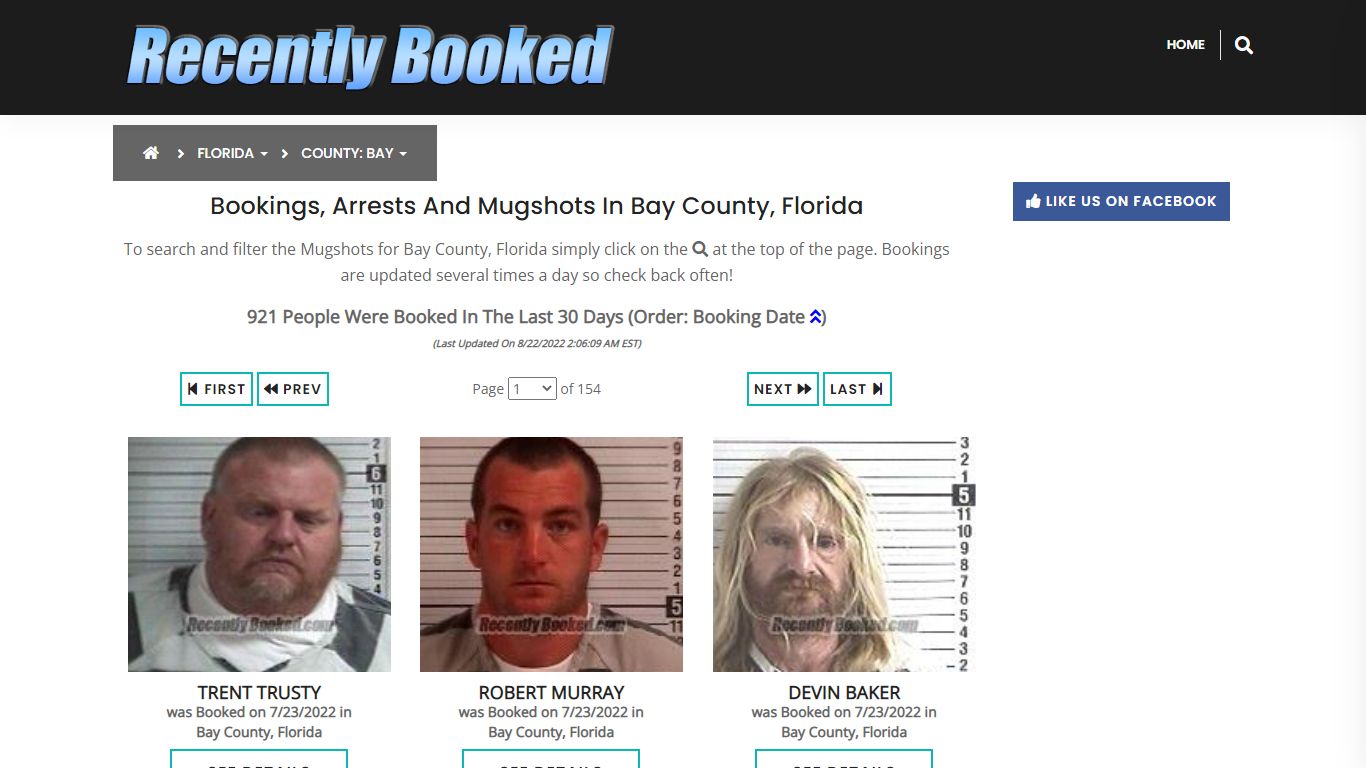 Recent bookings, Arrests, Mugshots in Bay County, Florida - Recently Booked